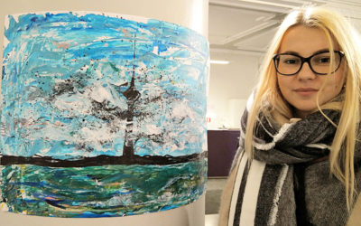 Elvira Beljajeva (BKL 1) visand vaatega teletornile EKA Disainiteaduskonna joonistamise/maalimise praktikalt 2016.