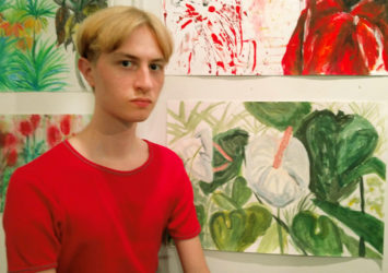 Aleksander Morris Eigi (BTO 1) ja visand botaanikaaiast EKA Disainiteaduskonna joonistamise/maaalimise praktikalt mais 2016.