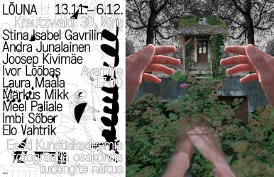 Näituse „Lõuna“ plakat, GD: Moritz Appich, Louise Borinski, Paula Buškevica. // Andra Junalainen „Mõisaidüll“. Fotokollaaž. 2020.