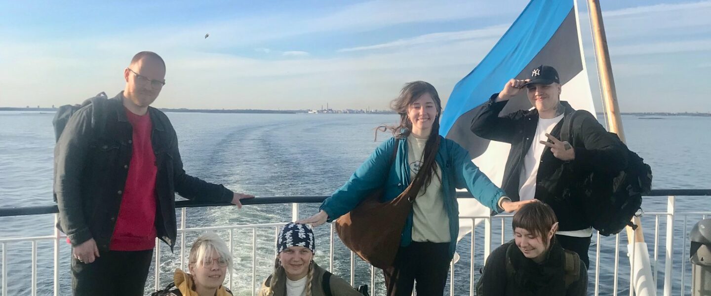 Martinus and students on the ferry to Finland.
