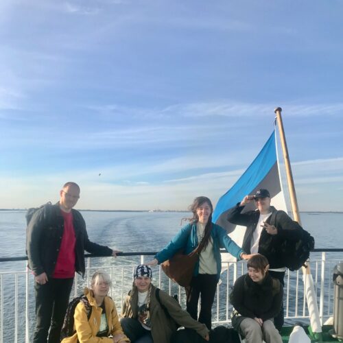 Martinus and students on the ferry to Finland.