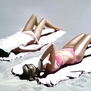 Fotorealistlik maal_Päikesekummardajad, õli lõuendil, 65 x 115 cm, 2022_Saskia Järve