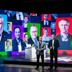 Eesti Televisiooni valimissaadete identiteet ning ekraanigraafika (Henno Luts, Mikk Jõgi, Erik Heinpalu. Juhendaja: Uku–Kristjan Küttis).