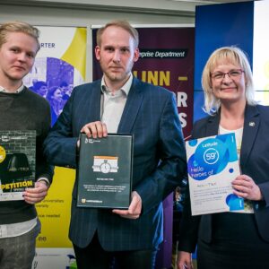 Vasakult: Kevin Laus, Martin Nõlve  ja Loov Eesti juht Eva Leemet. Foto: Harri Tiits