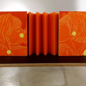 Maria Izabella Lehtsaar. Tangled Fingers: Lovestories. Linoollõige. 31cmx26,8cmx1,8cm. 2019